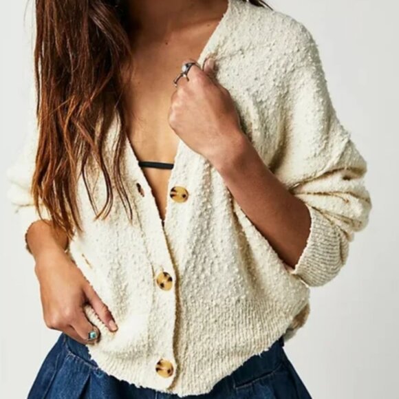 Free People Sweaters - Free People Found My Friend Cardi Cardigan Sweater Cream Women's Large OB1329716